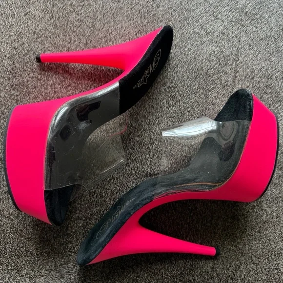 Adore-701UV Pink Platform Mules - Picture 7 of 9